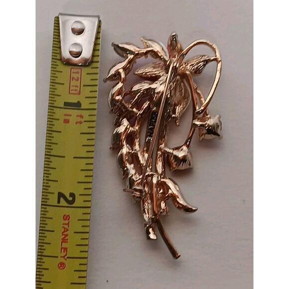 Napier Gold Tone Brooch Pin Ruby Red Pink Cascading Rhinestone - Picture 4 of 11